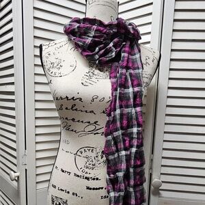 Pink Black Checkered Lightweight Soft Cozy Statement Scarf Womens One Size